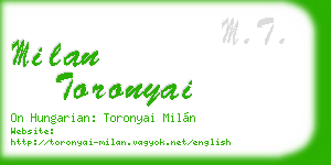milan toronyai business card